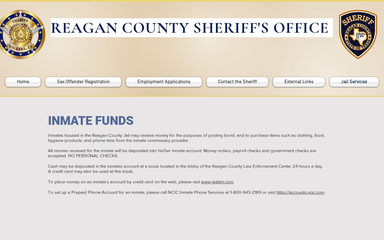 Reagan County active warrant resolution and separate jail payment information