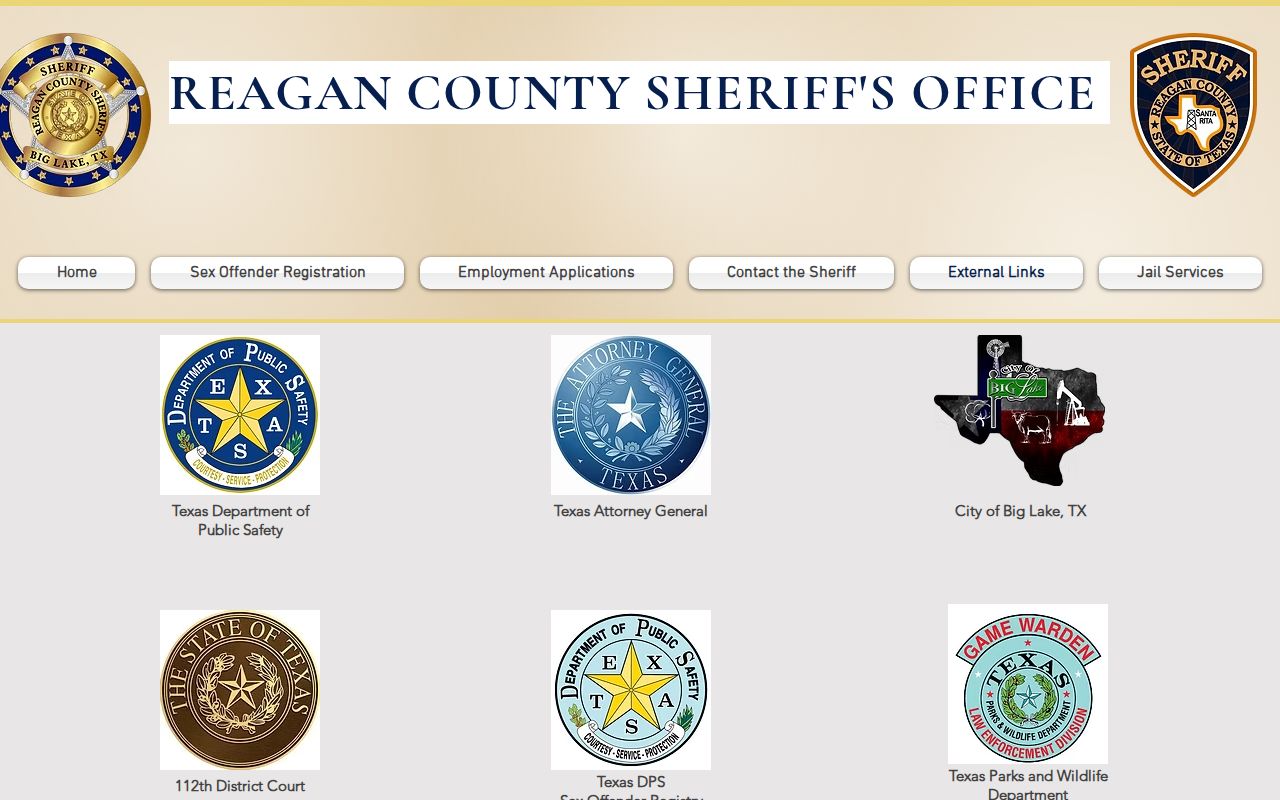 Reagan County Most Wanted and sheriff resource links, with no dedicated tip channel listed