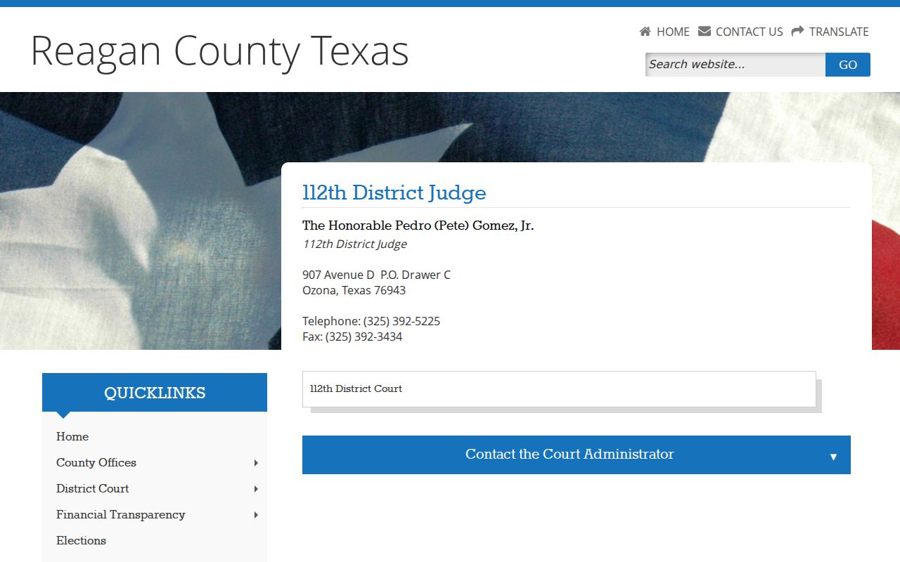 Reagan County arrest warrant court route at the 112th Judicial District Court